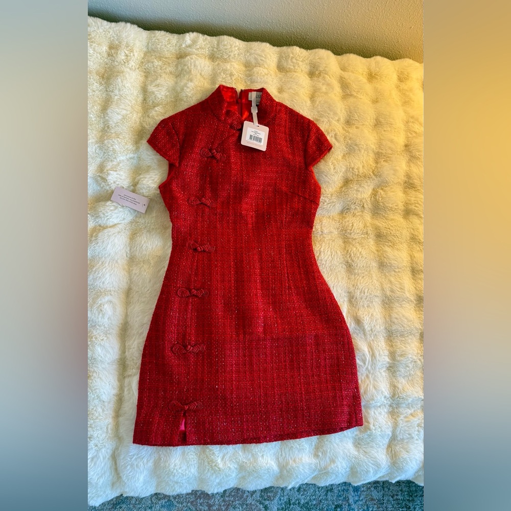 SAU LEE NATASHA TWEED MINI DRESS IN RED, brand new, never worn, no flaws. - Picture 12 of 16